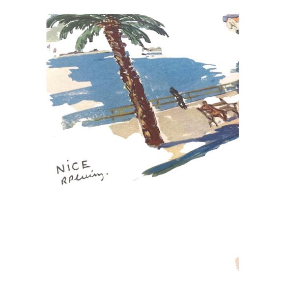 Art Vintage The Riviera 1950's Lithographs France Beaches Mid Century (4) - Picture 5 of 15